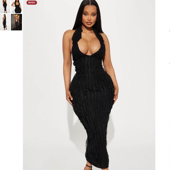 FASHION NOVA Ivy Textured Maxi Dress - Black - Picture 2 of 2